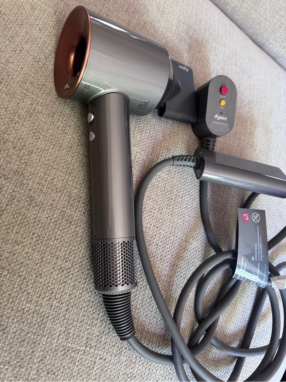 Dyson Hair Dryer in Iron with Rose Gold Accent